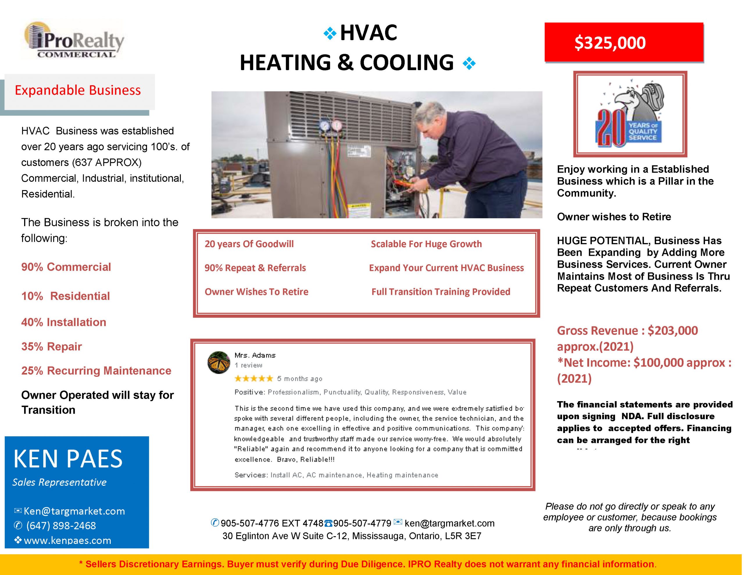 Established HVAC Business For Sale in GTA Ken Paes Business Broker